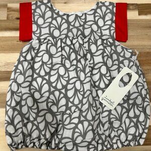 Isabel Garreton Baby Girls Grey/White/Red Bubble Romper Size 6M